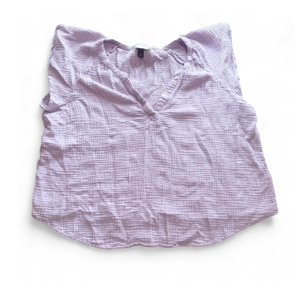Universal Thread Lilac Purple Cotton Gauze Split Neck Flutter Sleeve Top XXL